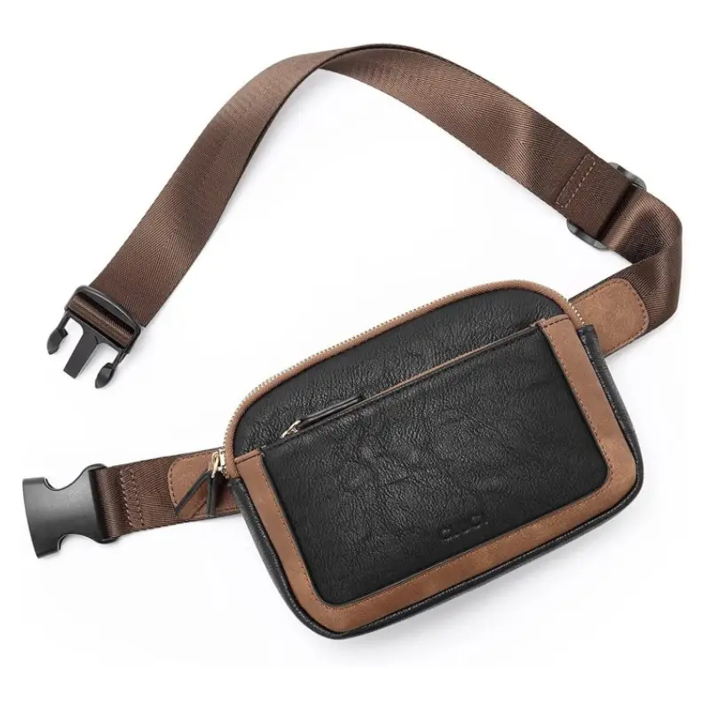 Telena Fanny Packs Voor Dames Heren Crossbody Pu Lederen Riem Tas Met Verstelbare Riem Fashion Taille Pack Voor Workout Bruin