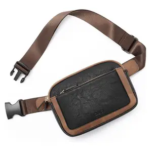 Telena Fanny Packs para Mulheres Homens Crossbody PU Leather Belt Bag com alça ajustável Moda Cintura Pack para Workout Brown