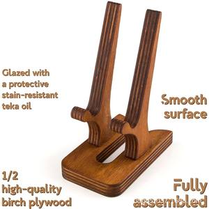 Support de téléphone et tablette en bois, couleur rétro, support de bureau en bois massif pour la maison, la cuisine, support d'affichage de recettes - Product Image 2