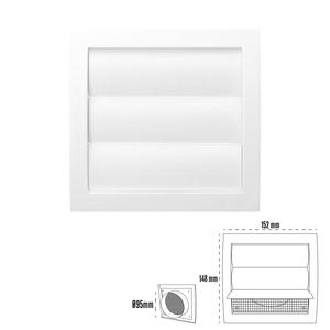 Griglia in plastica con rete posteriore e lamelle mobili 15x15 cm - Product Image 2