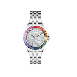 Reloj de Moda para Mujer, Correa de Aleación, Movimiento de Cuarzo, Bisel Iridiscente, Esfera de Cristal, Resistente al Agua, para Fiestas, Negocios y Uso Diario - Product Image 4