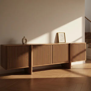 Table de chevet moderne Nara en bois, grain de bois raffiné, design écologique, compartiments de rangement généreux, chambre, hôpital, salle à manger - Product Image 4