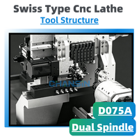 20 Buah Alat Pemutar CNC Tipe Twin Spindle Medium Duty D075A dengan Kontrol Digital