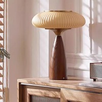 Lampe de table en verre style champignon Mid-Century, rechargeable sans fil, à LED tactile et intensité variable, pour chevet et bureau, design rétro