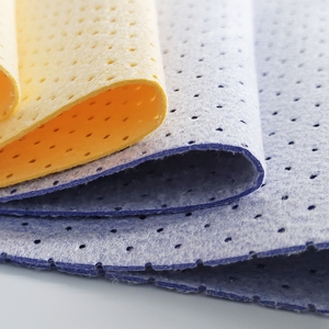 Panno in Pelle Scamosciata PU Perforata di Alta Qualità <span class=keywords><strong>Blu</strong></span> Giallo Super Assorbente per Lavaggio Auto - Product Image 5