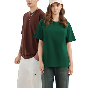 T-shirt a maniche corte in cotone pettinato tinta unita, stile coreano, vestibilità rilassata con spalle scese, traspirante, 220g - Grande Successo Estivo - Product Image 4