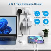Rallonge Courte de 6,2 cm avec Ports USB, Multiprise avec 2 USB-A et 1 USB-C, Prise Murale Compacte 2 Voies 3250W