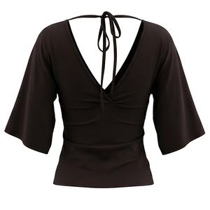 Viviblook Y26TP191 Camiseta de verano para mujer, nueva camiseta informal con cuello en V, media manga y tirantes sin espalda para mujer - Product Image 4