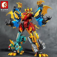 Bloques de Construcción Deformables, Rompecabezas de Ensamblaje, Robot Mecha, Rey de los Dinosaurios, Juguete Infantil Compatible con Plástico para Manualidades