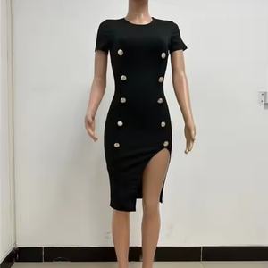 Vente en gros de robes d'été pour femmes, robe décontractée à col rond en coton, coupe ajustée, robe de haute qualité pour femmes - Product Image 5