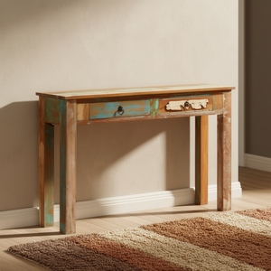 Consolle in Legno Massello di Recupero Multicolore Design Antico per Soggiorno - Product Image 2