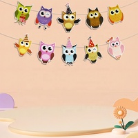 Coloré hibou anniversaire bannières drapeau hibou décorations de fête à thème pour bébé douche fête d'anniversaire fournitures