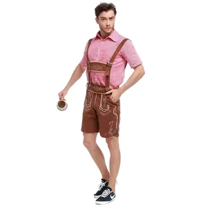 <span class=keywords><strong>Tenue</strong></span> <span class=keywords><strong>de</strong></span> Cosplay pour hommes Festival <span class=keywords><strong>de</strong></span> <span class=keywords><strong>la</strong></span> bière bavaroise Costume <span class=keywords><strong>de</strong></span> l'Oktoberfest allemand Lederhosen Barboteuses à manches courtes Bretelles Chapeau en peau <span class=keywords><strong>de</strong></span> mouton - Product Image 3
