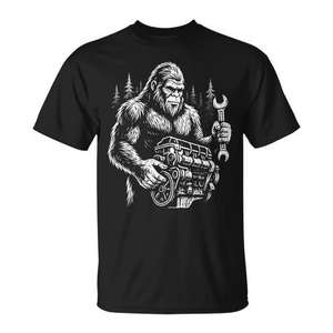 T-shirt de réparation automobile pour mécanicien Bigfoot Sasquatch Engine - Product Image 1