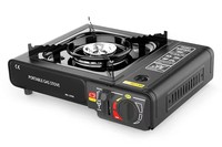 Brûleur de camping portable en alliage d'aluminium léger, avec verrouillage de sécurité au gaz, allumage automatique, fonctionnement manuel, haute puissance, coupe-vent