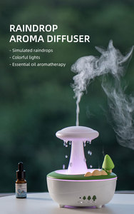 Desktop <b>Essential</b> Oil Diffuser Raindrop Design Cool Mist Humidifier with 7 Color LED <b>Home</b> Decor - Product Image 2