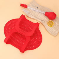 Ensemble de bâtonnets à boucherie en silicone résistant à la chaleur, compatible four et lave-vaisselle, avec pince à dinde pliable et panier filtrant pour poulet, pour la cuisson