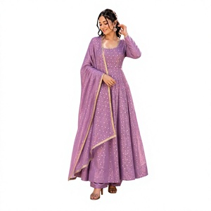 Ensemble pantalon et robe Soft NC Moss Butty avec dupatta à bordure en dentelle, entièrement cousu, fabricant grossiste - Product Image 1