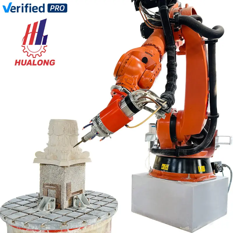HUALONG maquinaria 7 ejes KUKA cuerpo robótico granito grabado 3D mármol escultura tallado estatua fabricación robot brazo CNC máquina de piedra