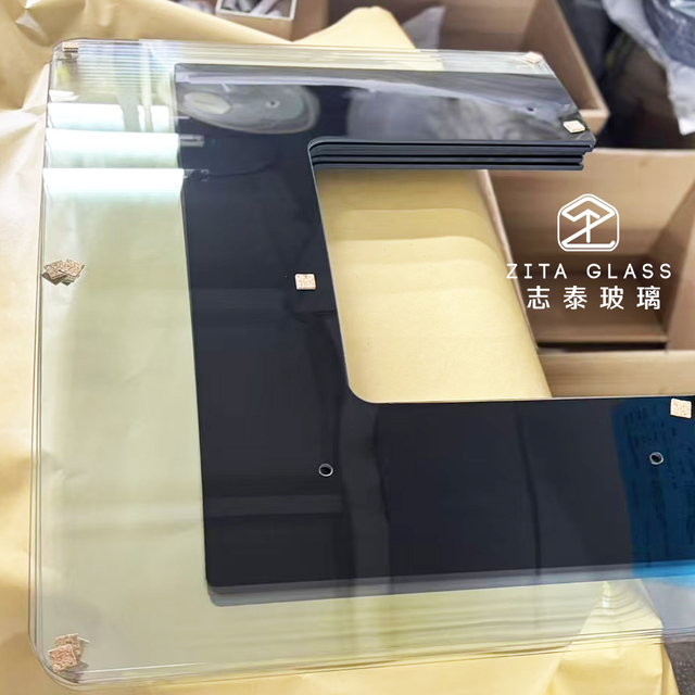 Customized Curved Range Hood Cover Glass Panel Top Quality Kitchen Range Hood Cover Glass Black