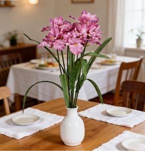 12 têtes <span class=keywords><strong>de</strong></span> fleurs d'iris artificielles violettes, réalistes, en plastique, fausse composition florale avec feuilles vertes, tige d'iris artificielle, pour centre <span class=keywords><strong>de</strong></span> table <span class=keywords><strong>de</strong></span> mariage ou <span class=keywords><strong>de</strong></span> maison - Product Image 1