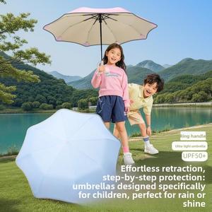 Parapluie enfant automatique à double nervures avec poignée mousqueton réfléchissante 360°, personnalisable avec logo OEM, pour la sécurité scolaire des tout-petits, cadeau promotionnel et voyage - Product Image 3