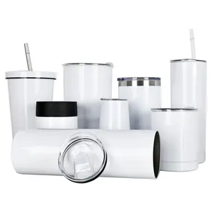 In Stock Stainless Steel White Blank 20 Oz Tumblers for Sublimation Sided with Lid sublimation tumbler 20 oz straight blanks