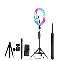 Tiktok vidéo rvb Selfie anneau lumineux avec trépied pour Tiktok Youtube Vlogging 20cm anneau lumière de remplissage lampe avec support pour téléphone