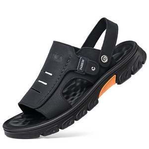 Sandalias de cuero para hombre, suela gruesa, antideslizantes, para playa, estilo juvenil, color marrón y negro. - Product Image 5