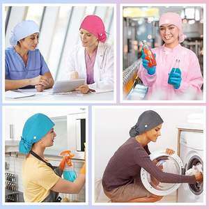 Topi gosok untuk wanita, topi bedah topi perawat pemegang ekor kuda fungsional untuk rambut panjang tunggal atau Satin berjajar hadiah promosi - Product Image 4