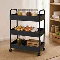 Chariot de rangement de cuisine à 3 niveaux sur roulettes, étagère métallique avec portes vitrées, support pour four à micro-ondes, organisateur