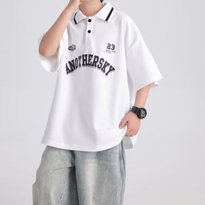 Camiseta Polo de Manga Corta para Niños, Verano, Personalizable con Logotipo, Estilo Preppy para Niños Medianos y Grandes, Camiseta con Cuello y Manga Corta Estampada - Product Image 4