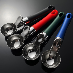 Cuillère à glace en acier inoxydable 304, type à pression manuelle, pour desserts et fruits, avec poignée confortable, rouge, bleu, vert, noir - Product Image 3