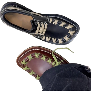 Nuevos Mules Negros de Invierno, Primavera y Verano, con Punta Cuadrada, Unisex, Suela Gruesa de Goma, Casuales, con Cordones, Estilo Mary Jane - Product Image 1
