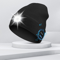 NUEVO DISEÑO Auriculares inalámbricos Gorros de invierno de punto Lámpara de cabeza Gorro musical iluminado Gorro Camo LED Linterna Gorro con luz