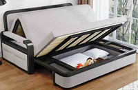 Sofá Cama Convertible Reclinable Moderno con Almacenamiento, Funda Extraíble, Estructura Metálica Plegable para Dormitorio/Comedor y Espacios Pequeños