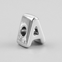 Perles Alphabet à Grand Trou Plaqué Argent pour la Fabrication de Bijoux DIY, Porte-clés et Breloques de Sac