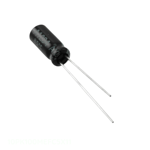 Condensador de Aluminio de Canal del Fabricante 100uF, Tipo Through Hole, 10PK100MEFC5X11, 100UF 20% 10V, Radial TH - Product Image 1