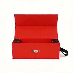 Luxury Paper champagne Shipping Box Red Wine Box for Wine Bottle with <b>Ribbon</b> Satin Bow <b>Ribbon</b> - Product Image 2