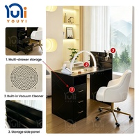 Station de travail pour manucure en bois style nordique avec collecteur de poussière intégré et armoire de rangement, bureau à ongles pour salon de manucure professionnel