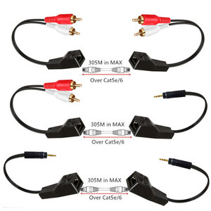 3,5mm estéreo a RCA rojo blanco señal de <span class=keywords><strong>Audio</strong></span> <span class=keywords><strong>Balun</strong></span> sobre Cat5/6 <span class=keywords><strong>RJ45</strong></span> hembra a 2RCA macho/<span class=keywords><strong>RJ45</strong></span> a DC 3,5mm Cable de <span class=keywords><strong>Audio</strong></span> estéreo macho - Product Image 2