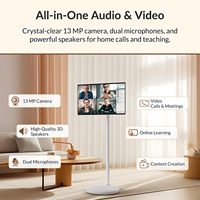 Téléviseur intelligent portable de 27 pouces avec Android 14, télécommande vocale avec batterie, pour la chambre à coucher, les fêtes de sport et le camping, grand écran tactile