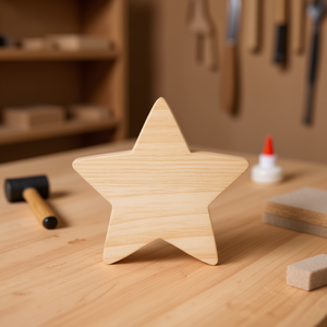 Base in Legno a Forma di Stella Ilan 8cm Spessore 5mm Materiale per Artigianato - Product Image 2