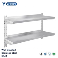 Étagère murale en acier inoxydable à double niveau, 600 x 1200 mm, réglable, pour cuisine commerciale, étagère murale pour restaurant