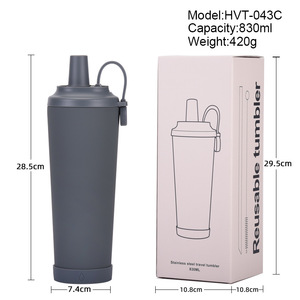 Tasse thermos sous vide en acier inoxydable revêtue de céramique 830ml transfrontalière capuchon à poignée d'aspiration magnétique Portable peut absorber la perle - Product Image 5