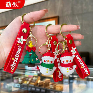 Portachiavi carino natale pupazzo di neve in gomma morbida cartone animato portachiavi ciondolo per auto accessori appesi piccoli regali alla rinfusa - Product Image 5