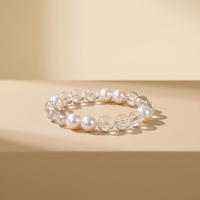 Bracelet en corde Stagna avec perles de tungstène et cristaux blancs, perles d'eau douce Edison Thousand Duo de 8 à 11 mm de diamètre