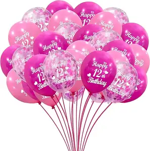 12inch 1st 2nd One Two Years Old Baby Birthday Blue Pink Confetti Latex Balloons Set Party Favor Happy Birthday Decoration