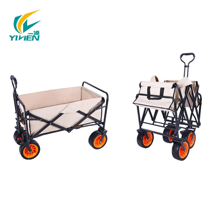 Outdoor Kamp Trolley / Wagon Inklapbare Stalen Frame Tuin/Strand Transport Kar Met Universele Wielen