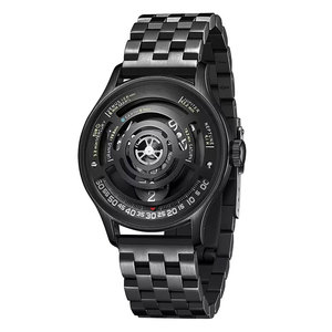 Fabricación de relojes automáticos personalizados con logotipo Space Wandering Hour para hombre, de acero inoxidable 316L, con cristal de zafiro curvado y movimiento mecánico. - Product Image 1